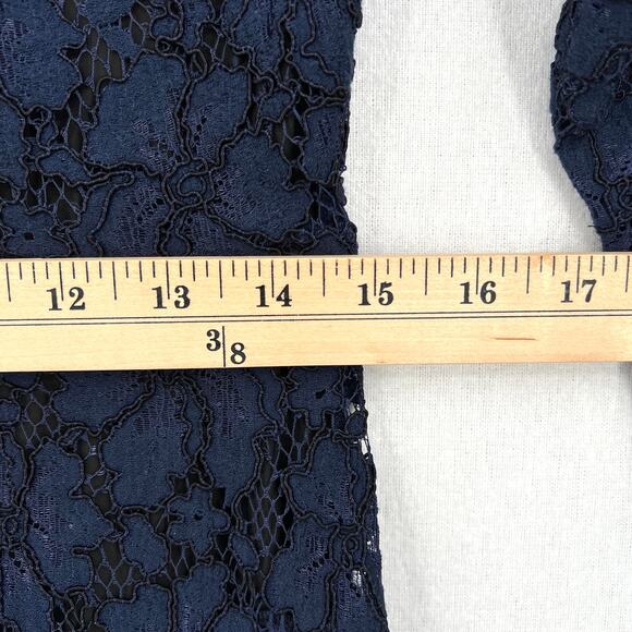 SANDRO Rina Long Sleeve Lace Dress Womens Large Navy Blue Black Sheath Mini - Picture 14 of 16